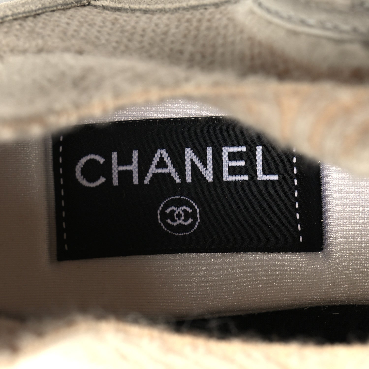 Chanel Knit Fabric Suede Calfskin Womens CC Sneakers 38 Beige 7 of 8
