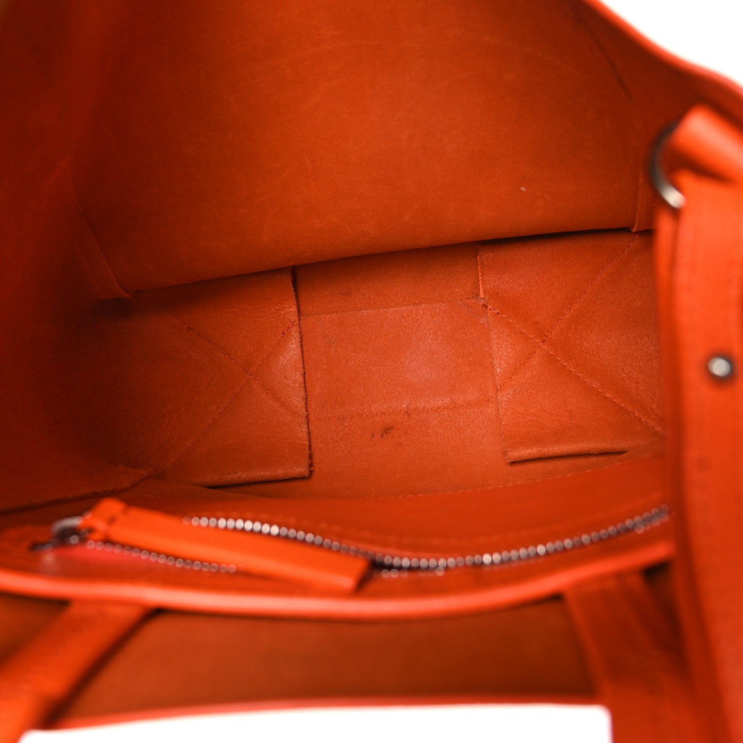 Grained Calfskin Small Vertical Cabas Orange