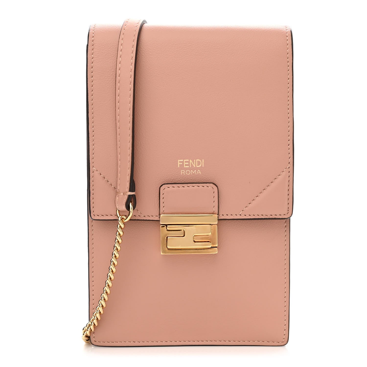 Fendi Vitello Grace Matte Kan U Vertical Wallet On Chain Rosa Bourbon 1 of 11