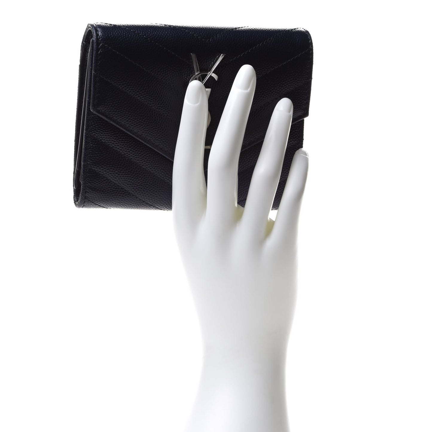 Grain De Poudre Matelasse Chevron Small Monogram Envelope Wallet Deep Marine