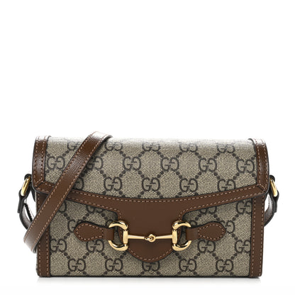 Gucci GG Supreme Monogram Mini Horsebit 1955 Shoulder Bag Beige Brown Sugar 1 of 15