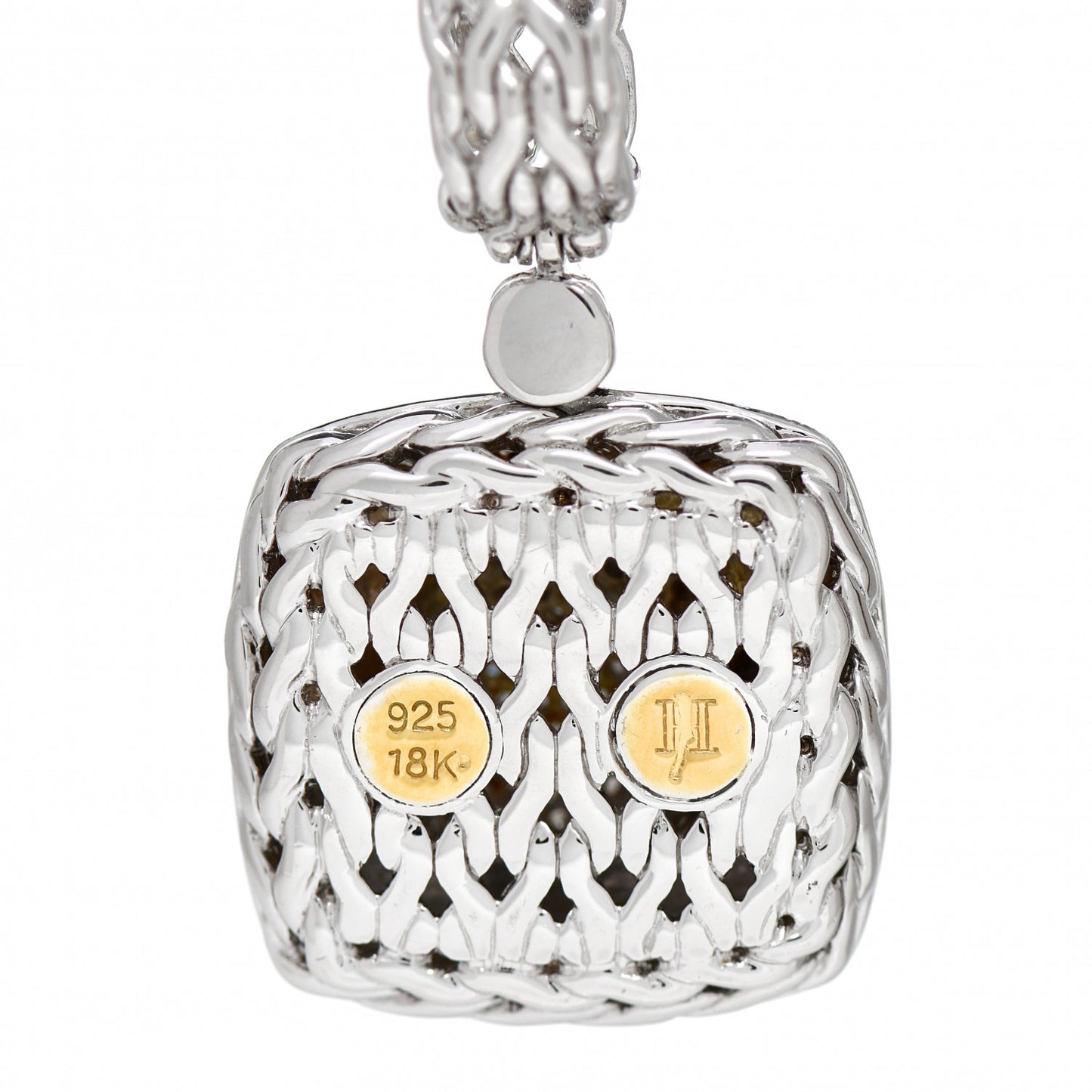 Sterling Silver Diamond 24mm Classic Chain Pave Enhancer Pendant