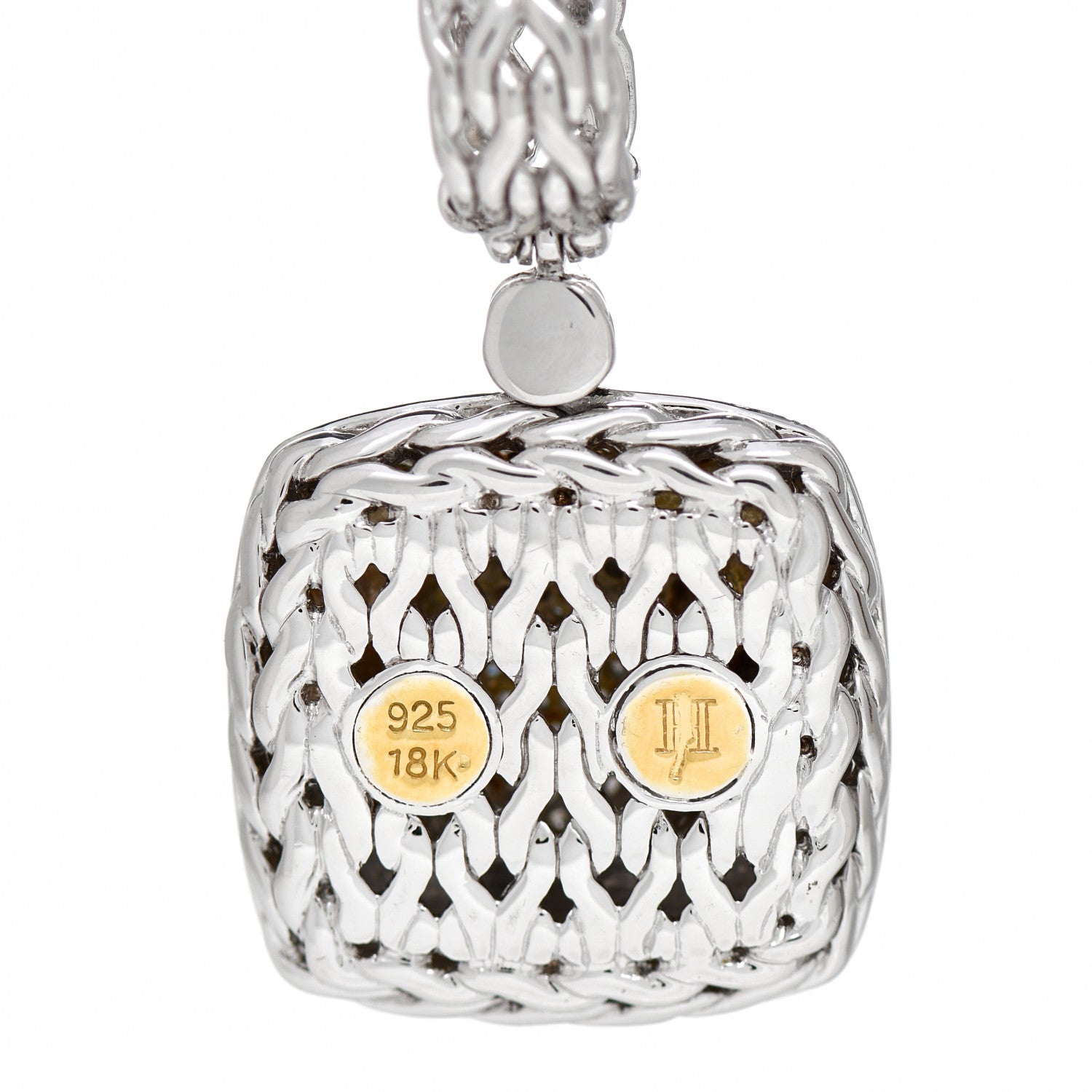 John Hardy Sterling Silver Diamond 24mm Classic Chain Pave Enhancer Pendant 3 of 3