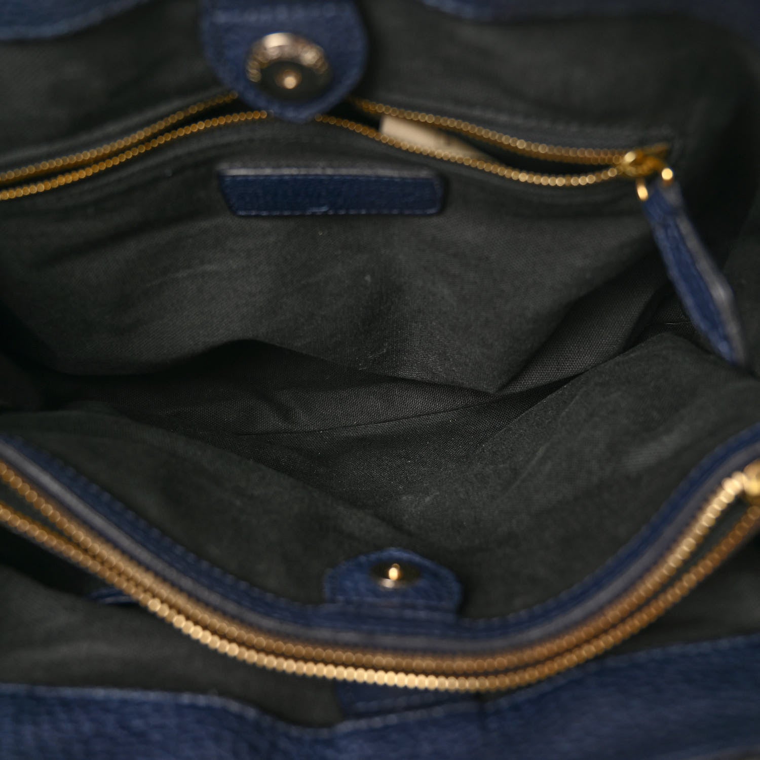 Burberry Grainy Calfskin House Check Medium Banner Tote Ink Blue 5 of 13