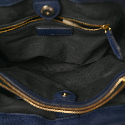 Burberry Grainy Calfskin House Check Medium Banner Tote Ink Blue 5 of 13