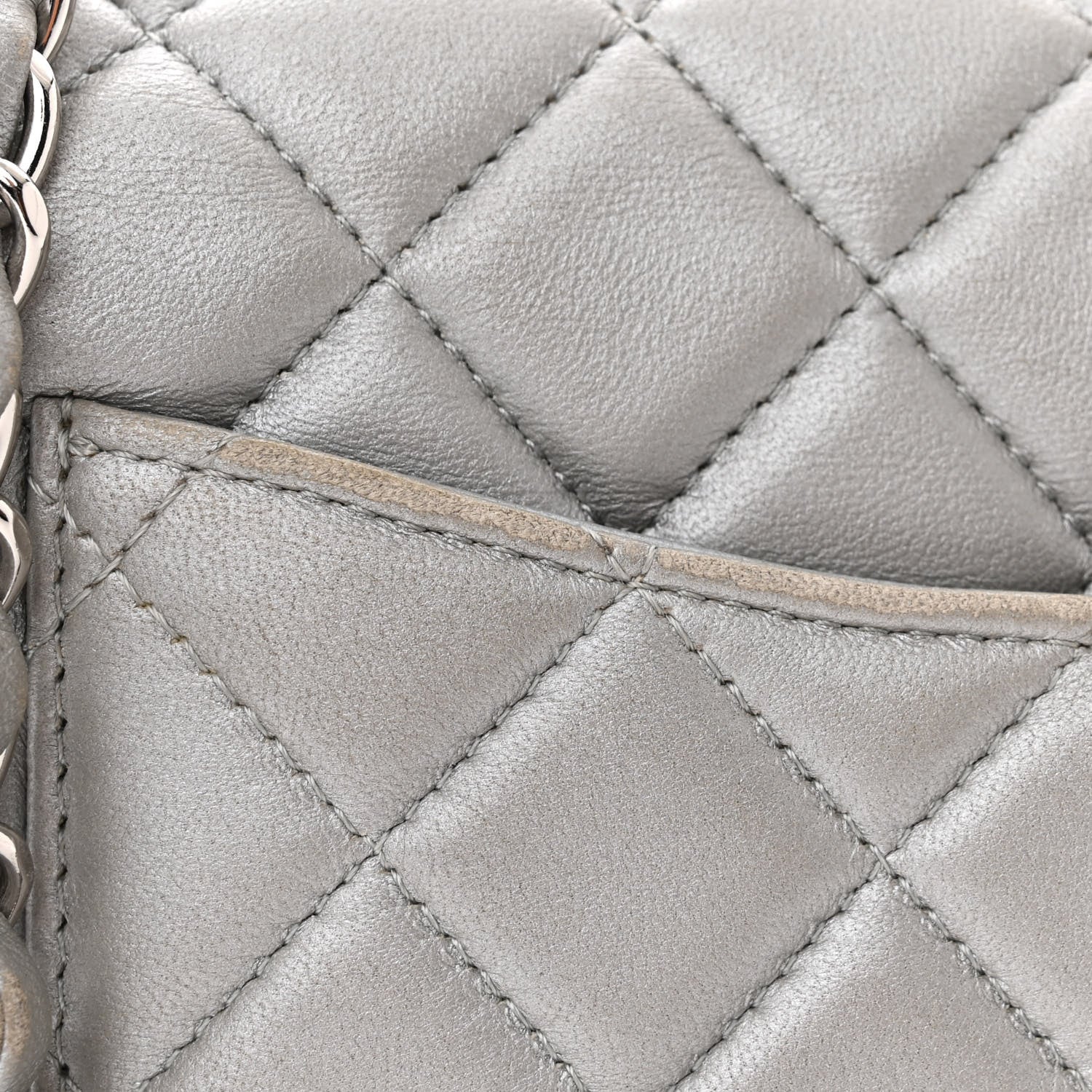 Chanel Metallic Lambskin Quilted Mini Rectangular Flap Silver 15 of 16