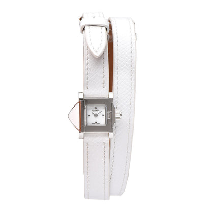 Hermes Stainless Steel Epsom 16mm Medor Double Tour Quartz Watch Blanc 1 of 12