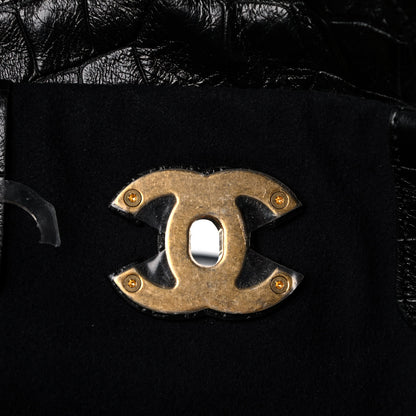 Chanel Calfskin Crocodile Embossed Large Cocodile Shopping Tote Black 8 of 14