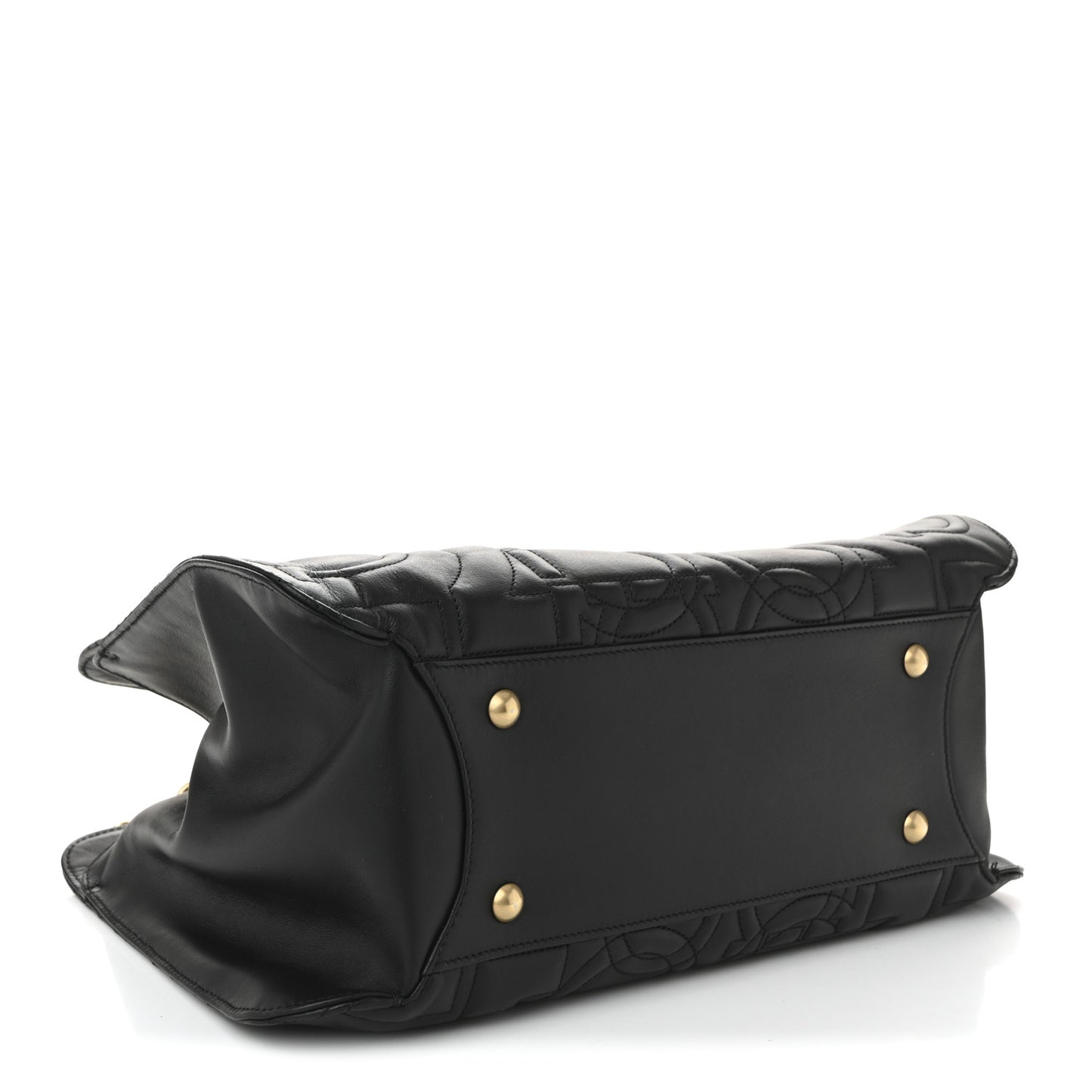 Calfskin Quilted Gancini Shoulder Bag Black