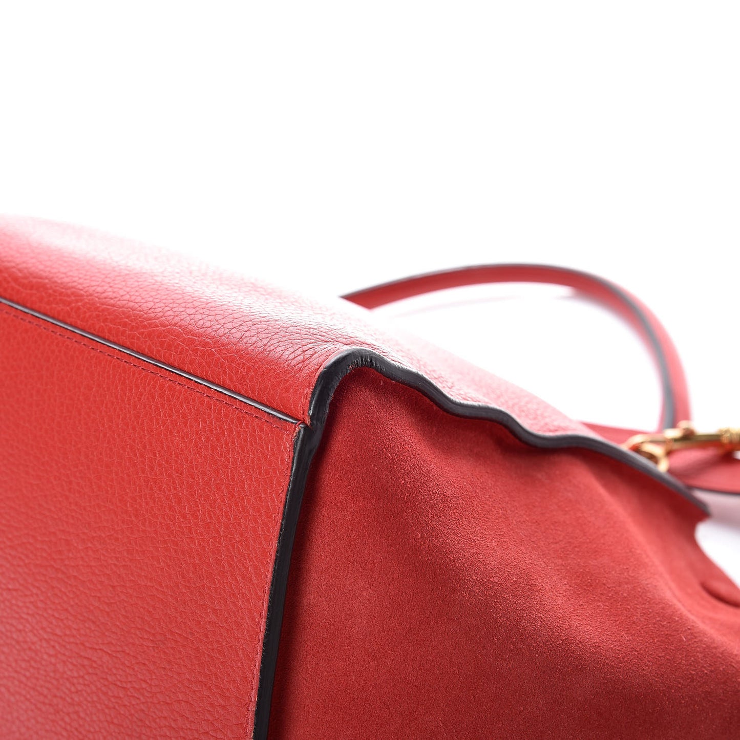 Drummed Calfskin Suede Medium Trapeze Coquelicot
