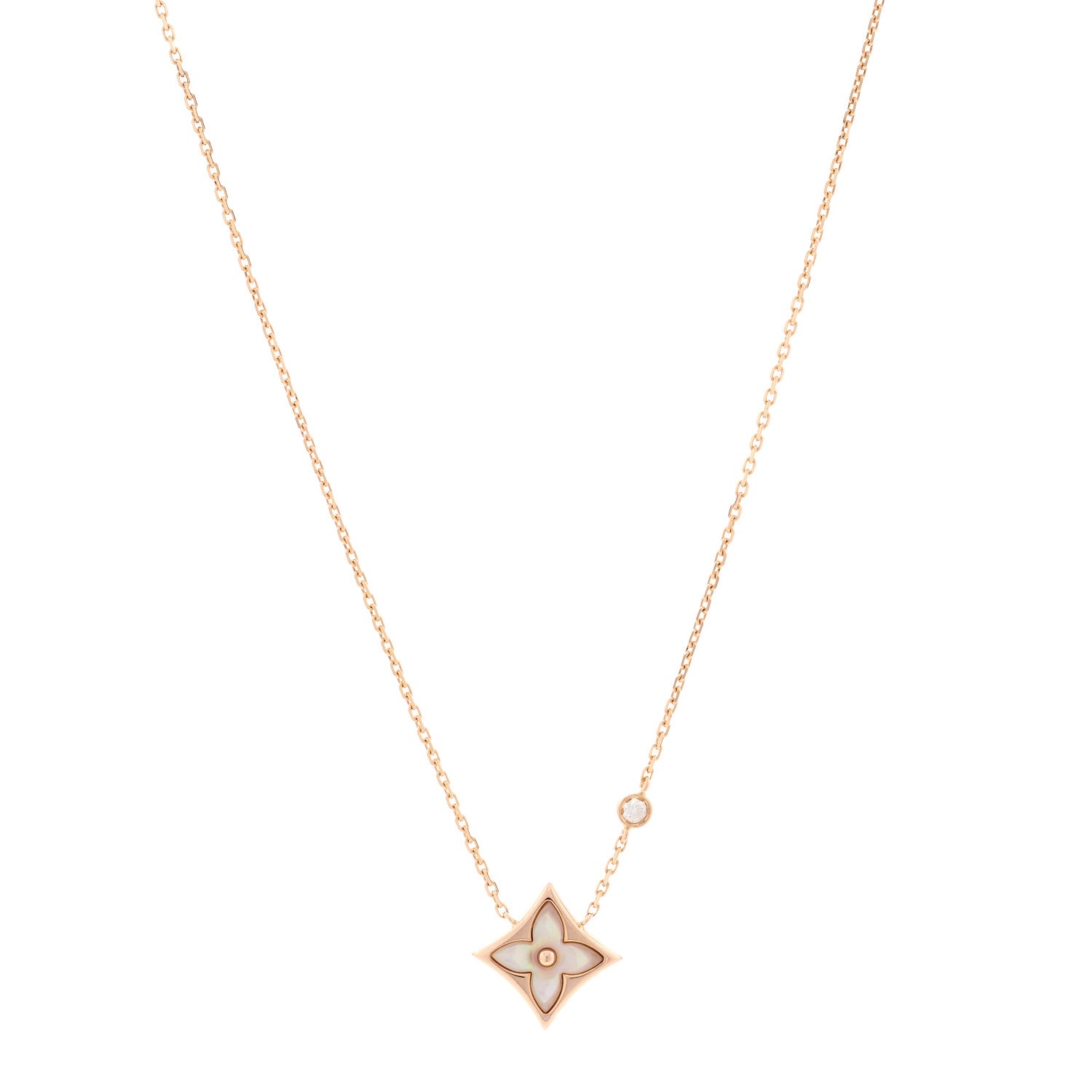 Louis Vuitton 18K Pink Gold Diamond Pink Mother of Pearl Color Blossom BB Star Pendant Necklace 1 of 5