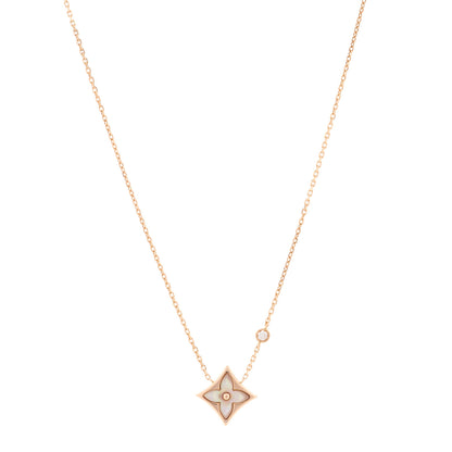 Louis Vuitton 18K Pink Gold Diamond Pink Mother of Pearl Color Blossom BB Star Pendant Necklace 1 of 5