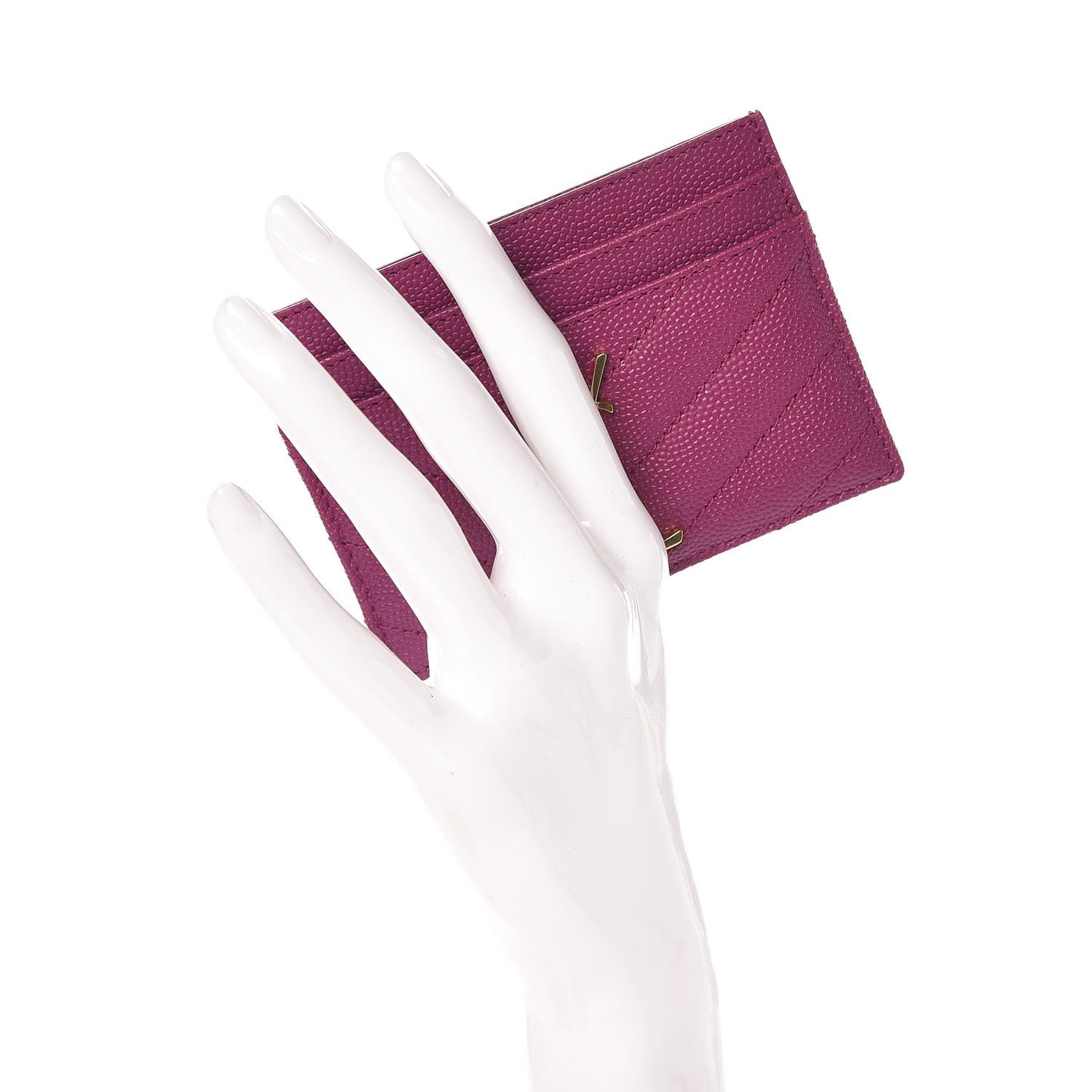 Grain De Poudre Matelasse Chevron Monogram Credit Card Case Dark Grape