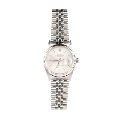 Rolex Stainless Steel 18K White Gold 36mm Oyster Perpetual Datejust Watch Silver 16014 2 of 8