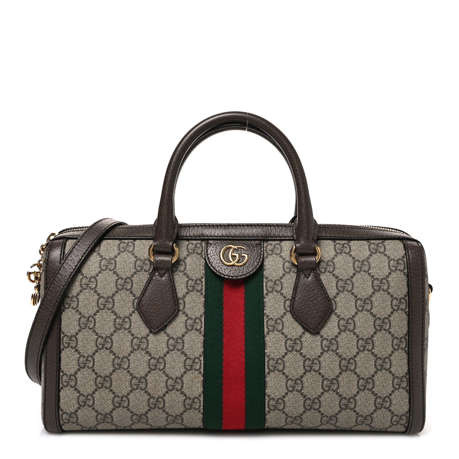 Gucci GG Supreme Monogram Web Medium Ophidia Boston Brown 1 of 10