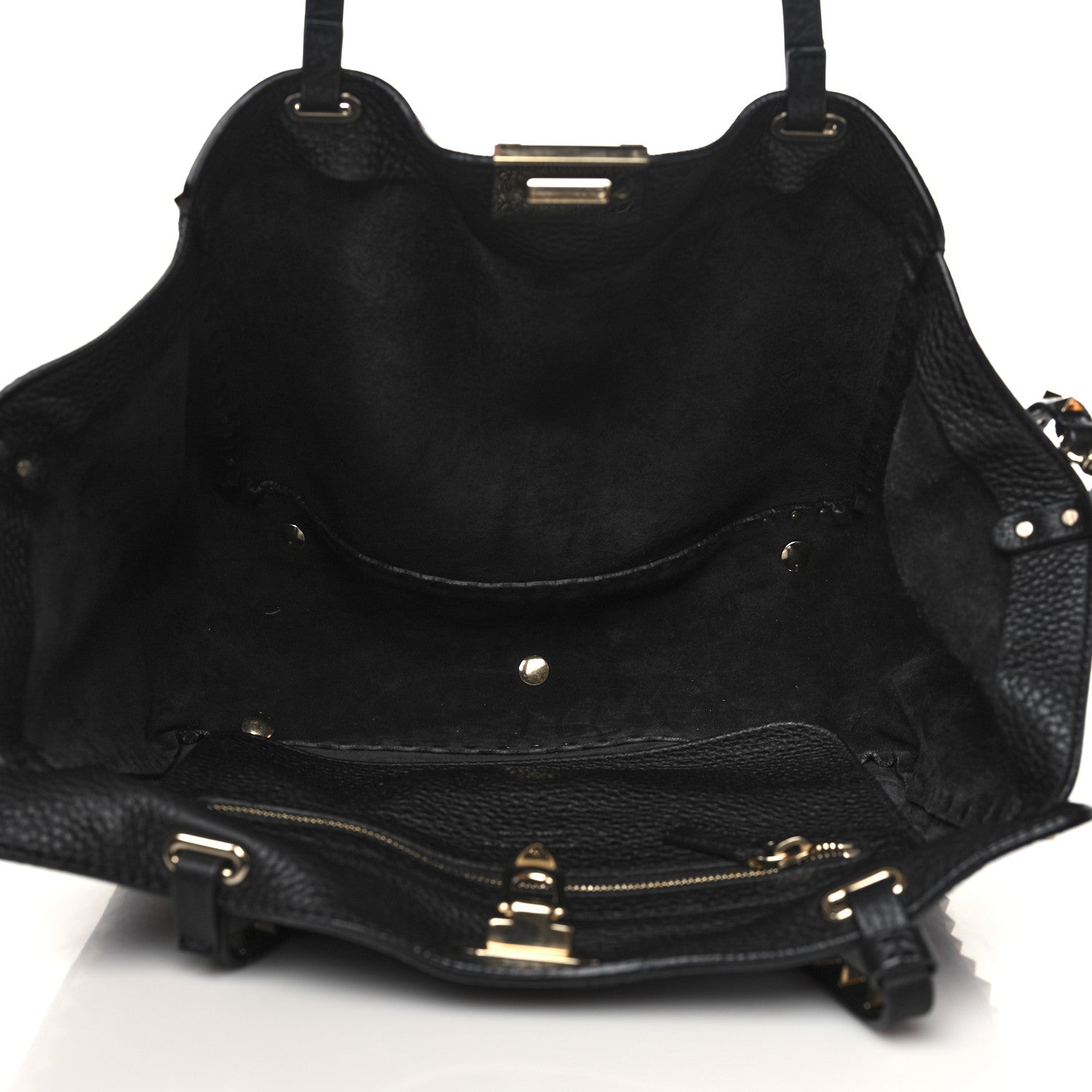 Valentino Garavani Alce Printed Calfskin Medium Rockstud Tote Black 5 of 8