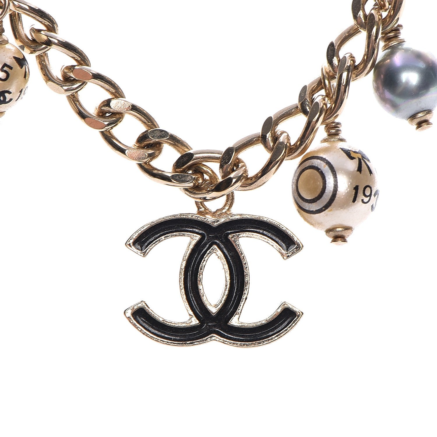 Chanel Painted Pearl CC Short Necklace Black Gold 7 of 7