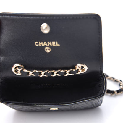 Chanel Lambskin Camellia Embossed Chain Belt Bag Black 5 of 8