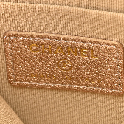 Chanel Metallic Lambskin Quilted Round Clip On Coin Purse Airpods Case Gold 7 of 10