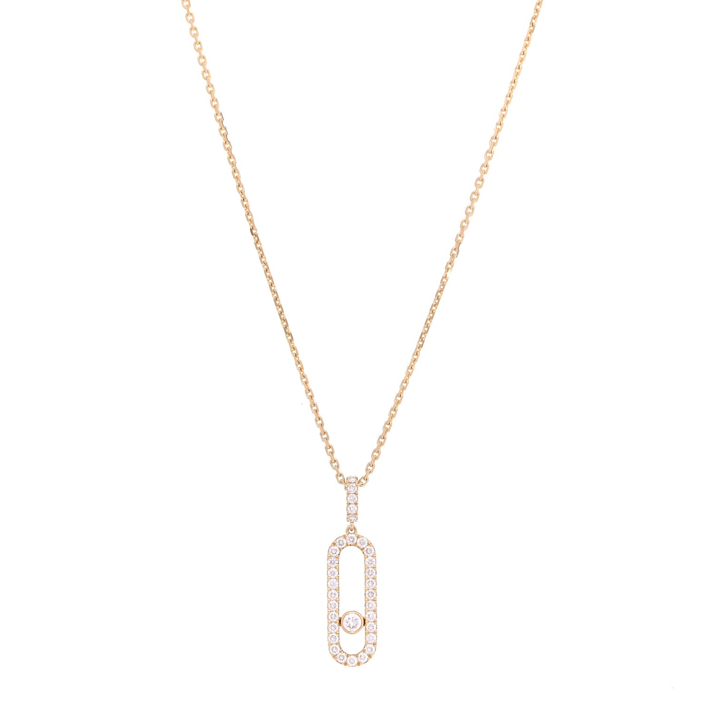 18K Yellow Gold Diamond LM Move Uno Pave Pendant Necklace