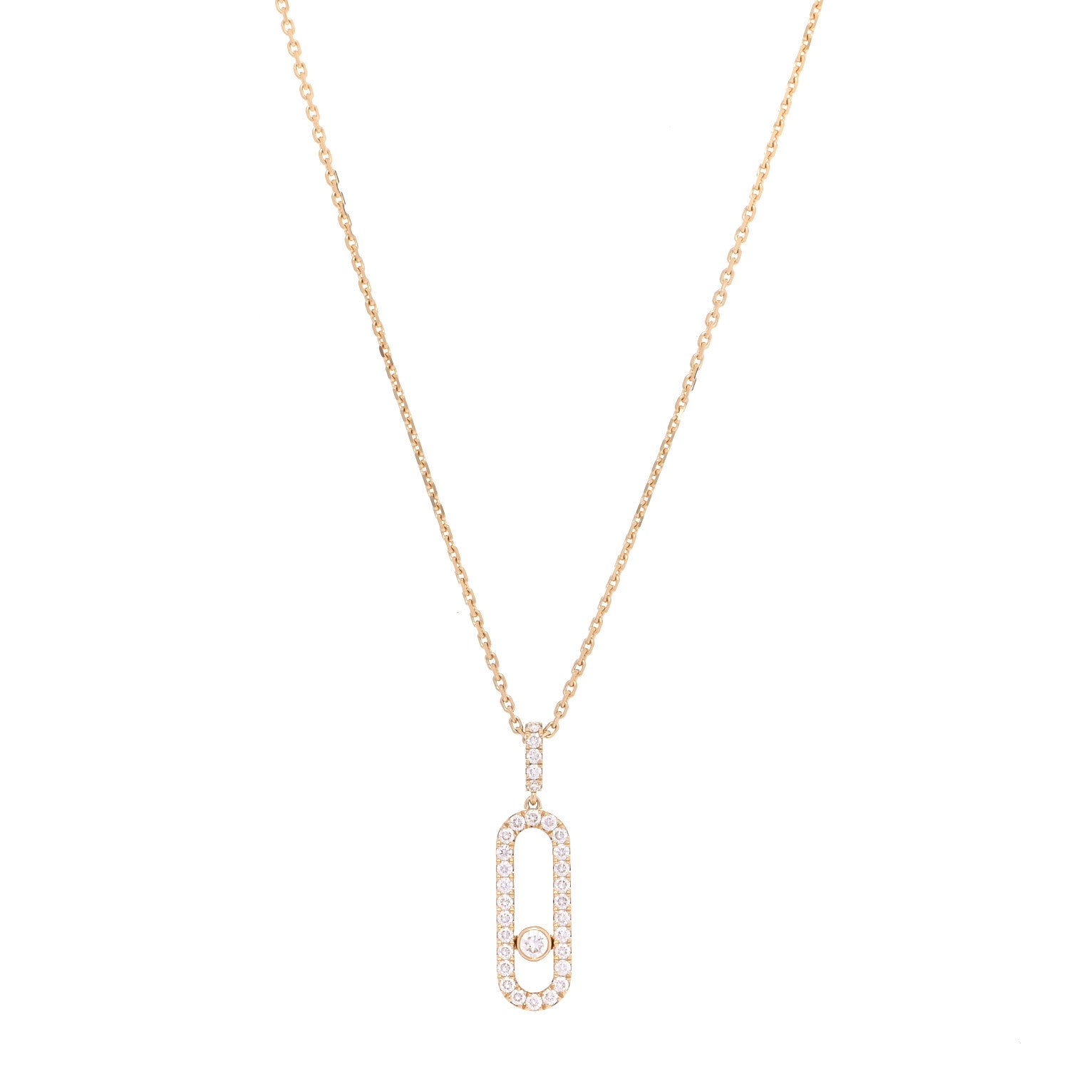 Messika 18K Yellow Gold Diamond LM Move Uno Pave Pendant Necklace 1 of 6