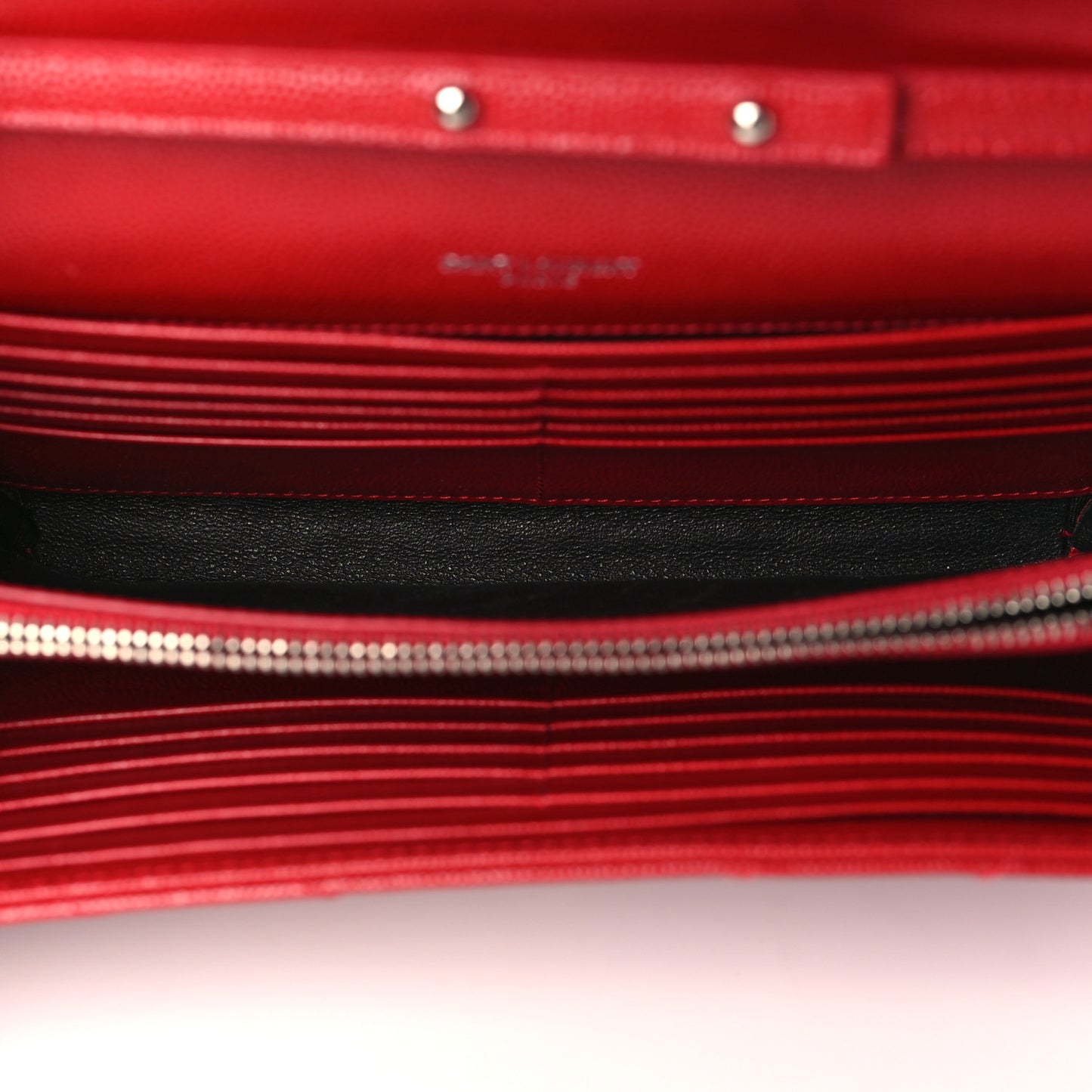 Grain De Poudre Matelasse Chevron Monogram Chain Wallet Red