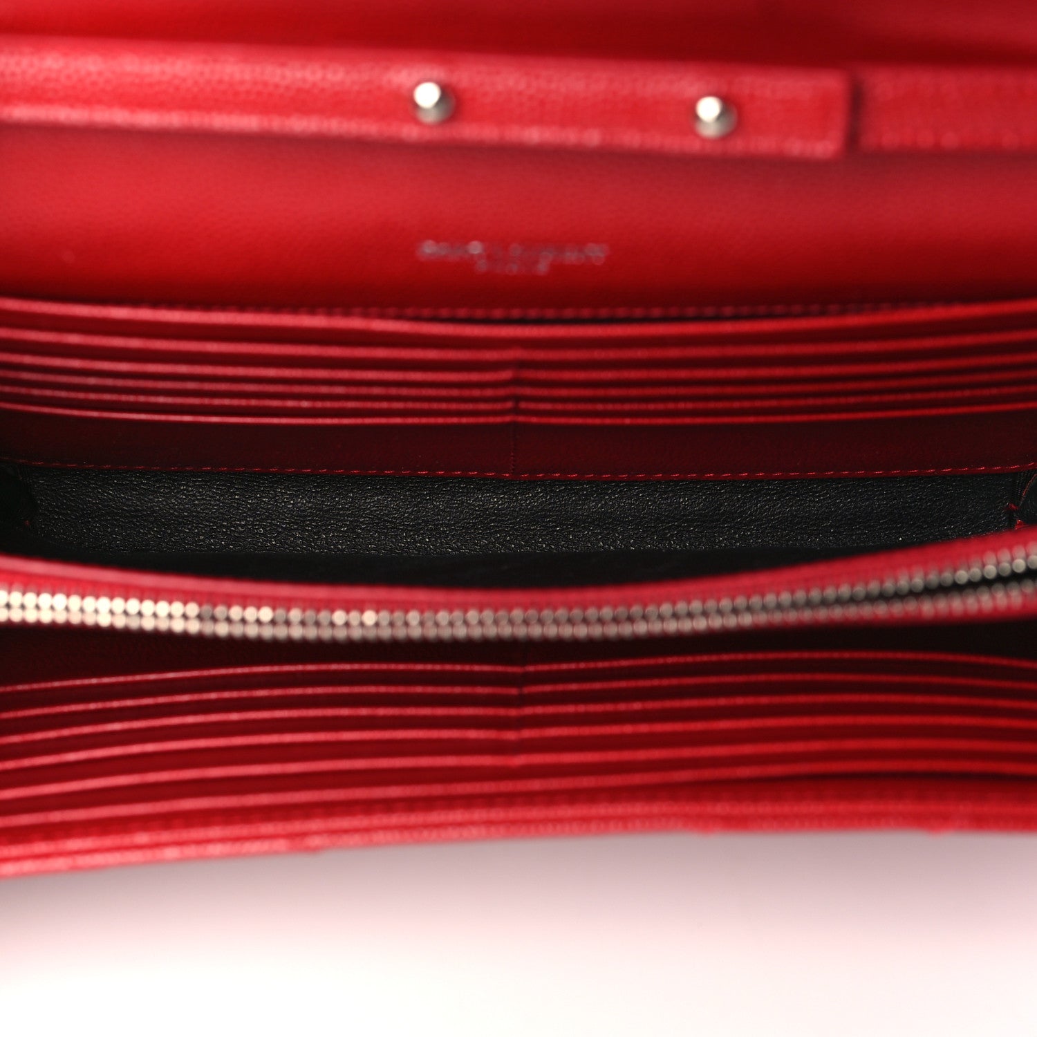 Saint Laurent Grain De Poudre Matelasse Chevron Monogram Chain Wallet Red 5 of 10