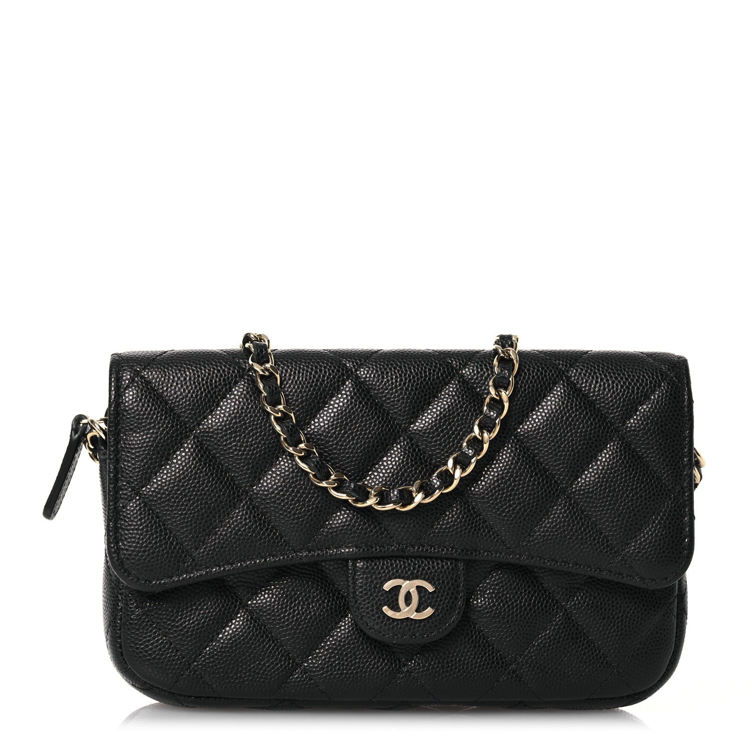 Chanel Caviar Quilted Flap Phone Holder With Chain Black 1 of 14