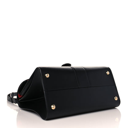 Delvaux Box Calfskin MM Brillant Pocket Satchel Black Red 5 of 10