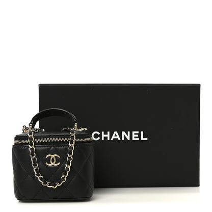 Chanel Lambskin Quilted Top Handle Mini Vanity Case With Chain Black 12 of 12