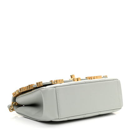 Chanel Lambskin Enamel Strass Quilted Mini Paris Monaco Flap Light Grey 4 of 11