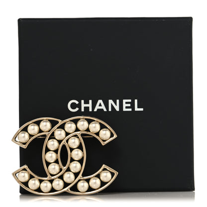 Chanel Pearl CC Brooch Light Gold 4 of 4