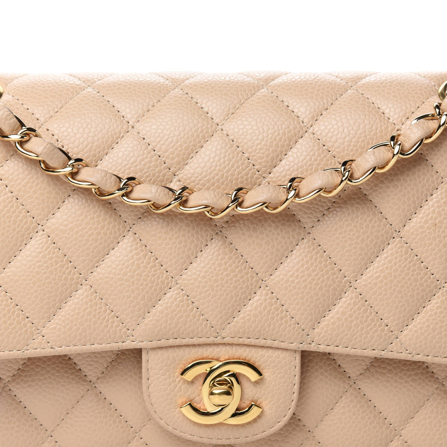 Chanel Caviar Quilted Medium Double Flap Beige Clair 14 of 15