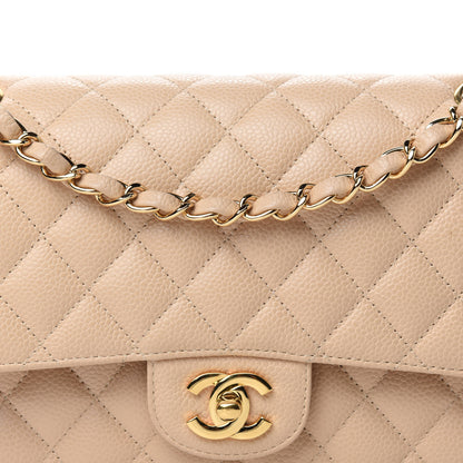 Chanel Caviar Quilted Medium Double Flap Beige Clair 14 of 15