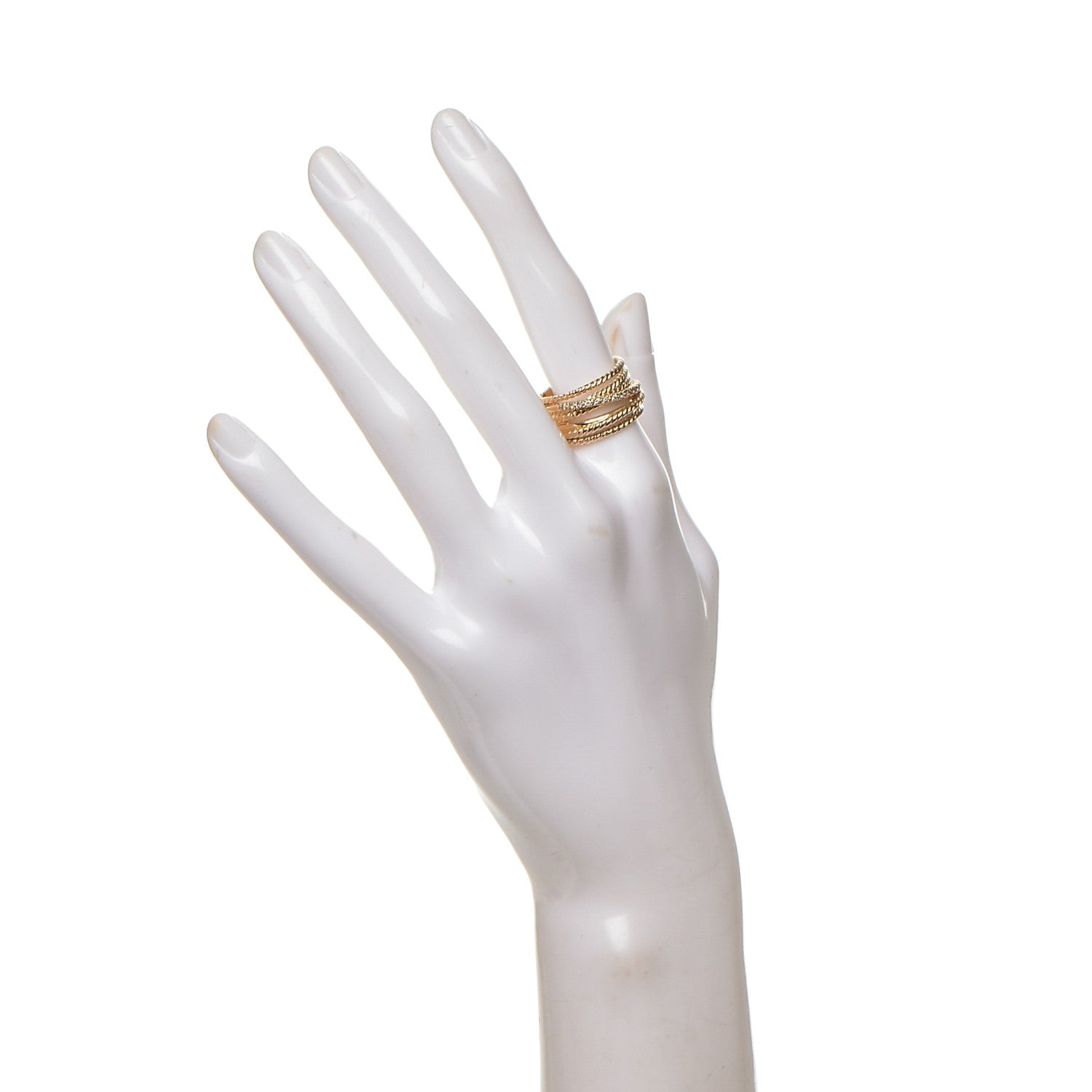 David Yurman 18K Yellow Gold Diamond 11mm Wide Crossover Ring 54 7 2 of 5