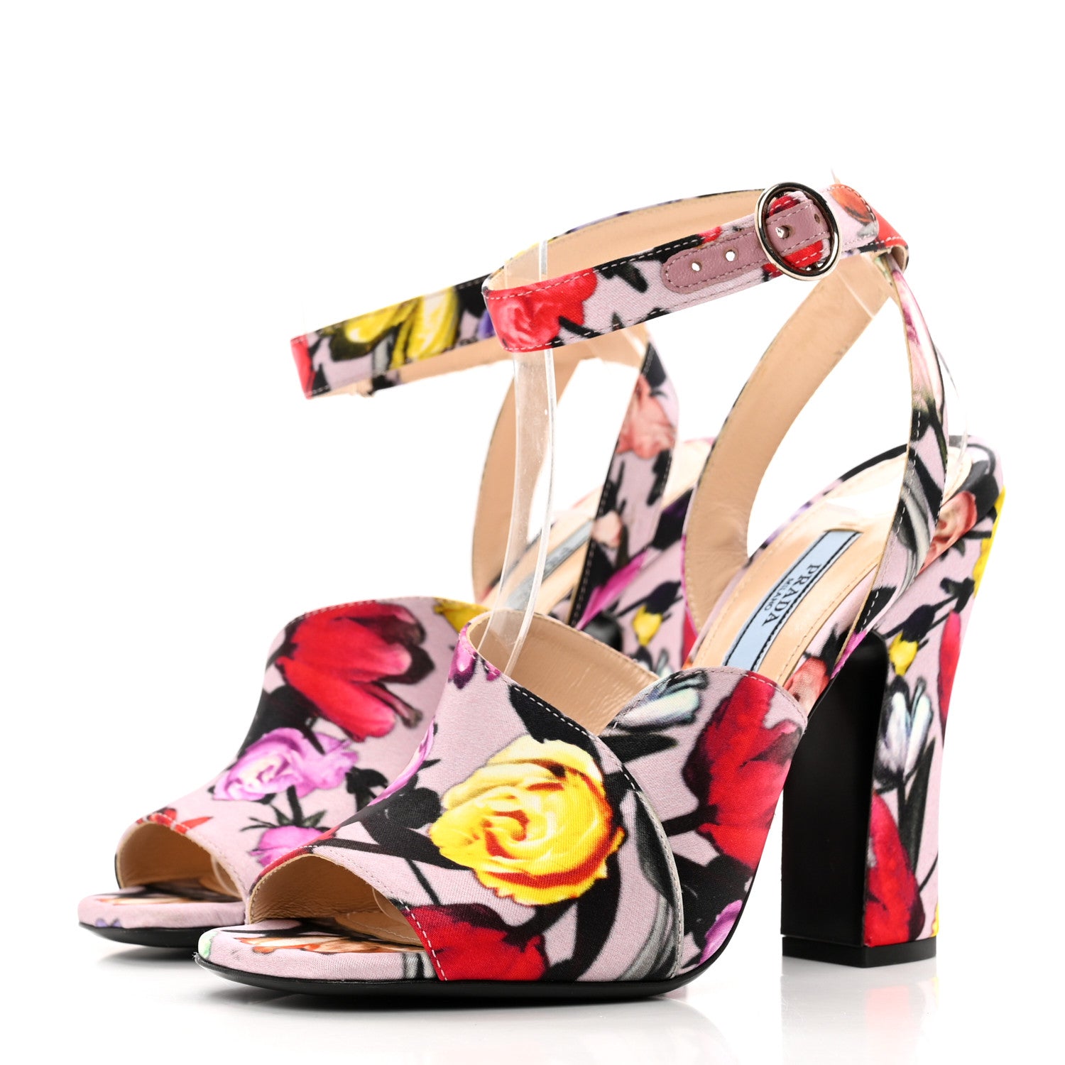 Prada Satin Ankle Wrap Duchesse Little Flowers Sandals 36 Multicolor 3 of 7