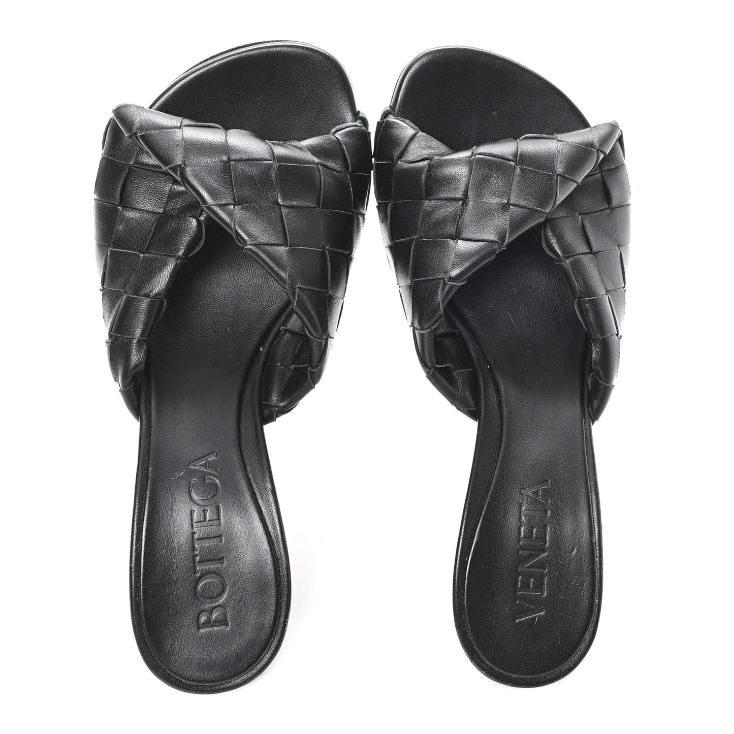Nappa Intrecciato Blink Mule Sandals 38 Black
