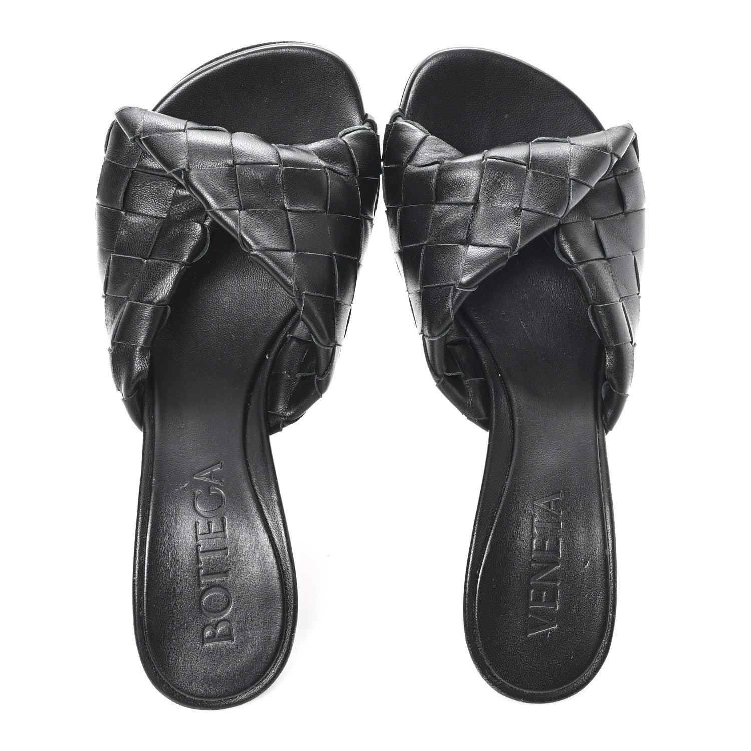 Bottega Veneta Nappa Intrecciato Blink Mule Sandals 38 Black 2 of 8