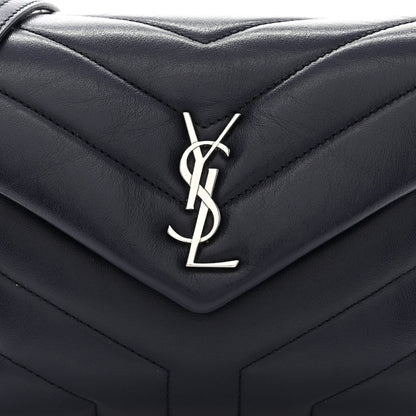Saint Laurent Calfskin Y Quilted Monogram Toy Loulou Chain Satchel Medium Blue 8 of 13