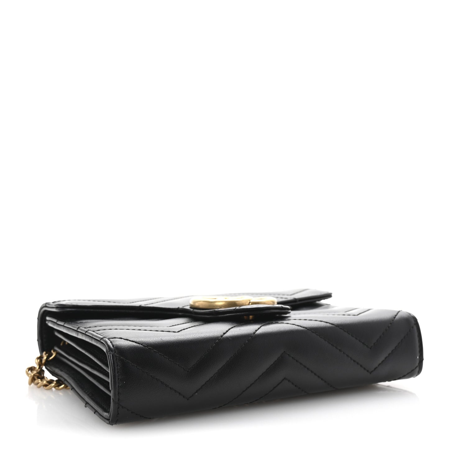 Calfskin Matelasse GG Marmont Chain Wallet Black