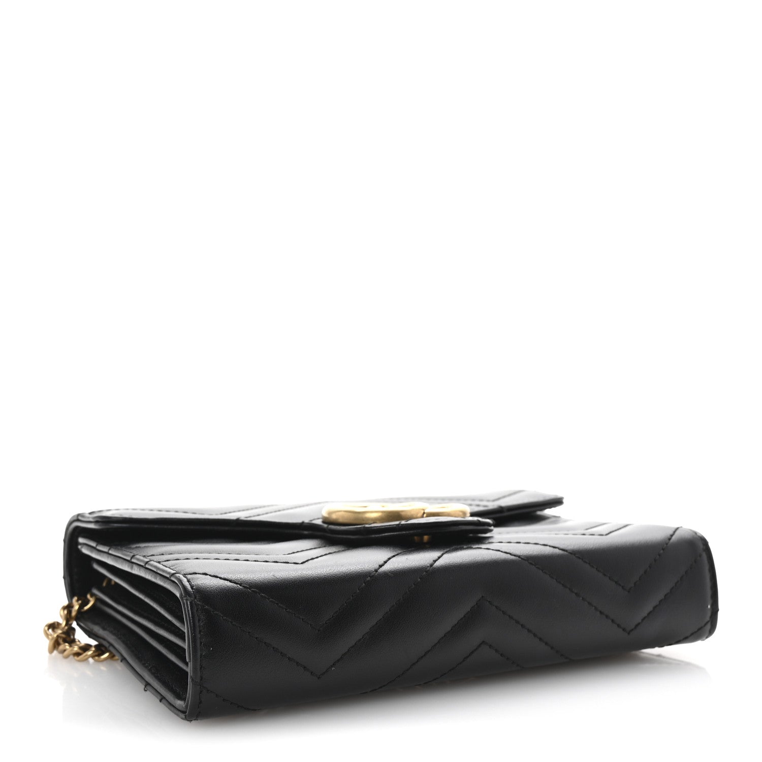 Gucci Calfskin Matelasse GG Marmont Chain Wallet Black 4 of 10