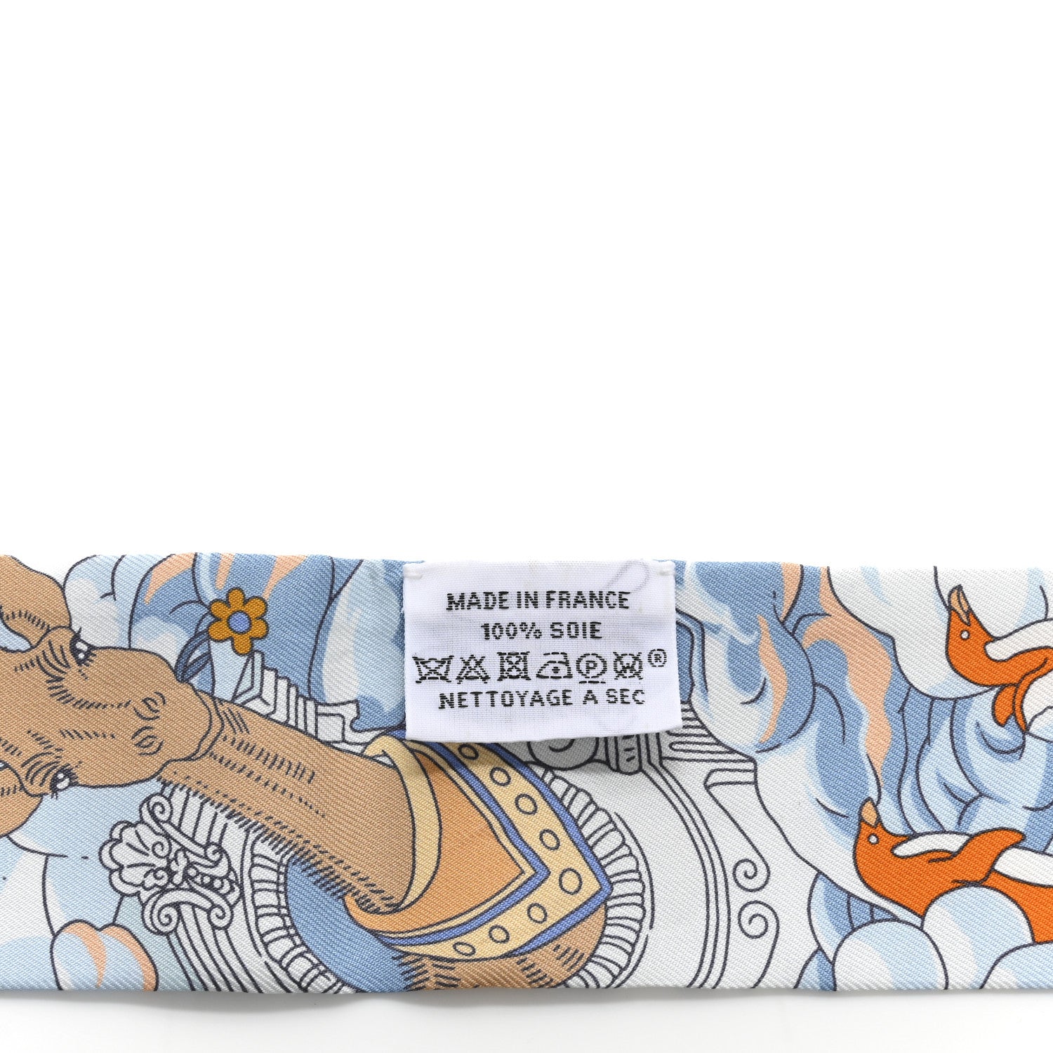 Hermes Silk Sur Mon Nuage Twilly Creme Bleu Ciel Orange 4 of 6