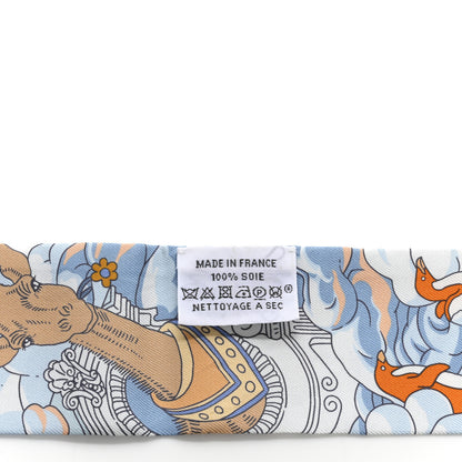 Hermes Silk Sur Mon Nuage Twilly Creme Bleu Ciel Orange 4 of 6