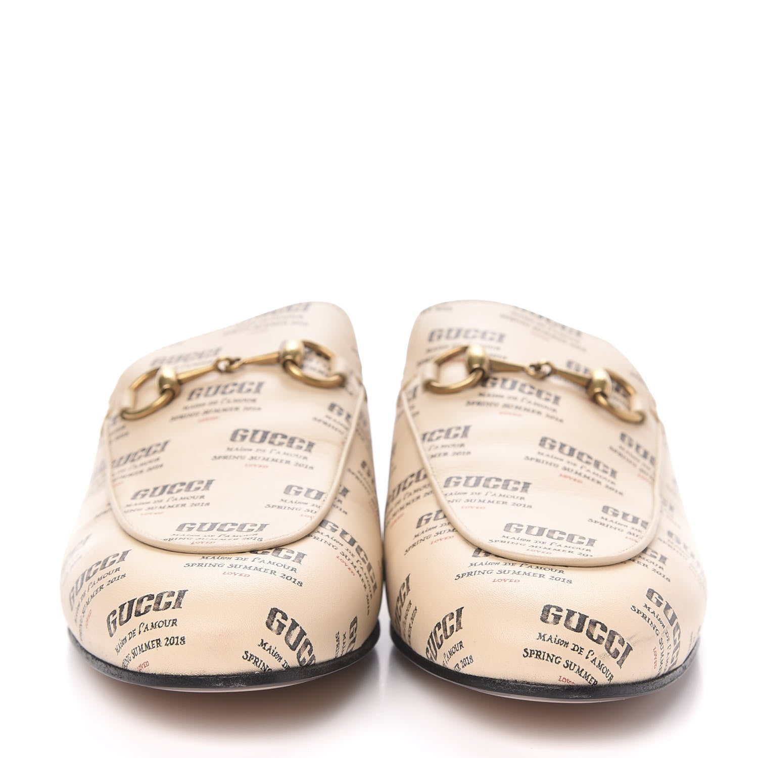 Gucci Calfskin Stamp Print Womens Princetown Slippers 37.5 Soy Black 3 of 20