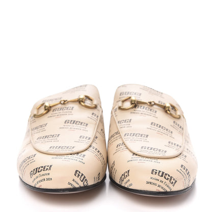 Gucci Calfskin Stamp Print Womens Princetown Slippers 37.5 Soy Black 3 of 20