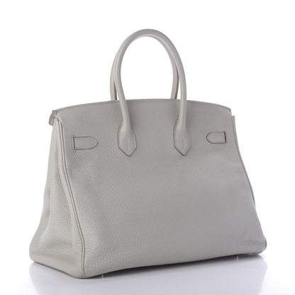 Hermes Taurillon Clemence Birkin 35 Gris Perle 3 of 11