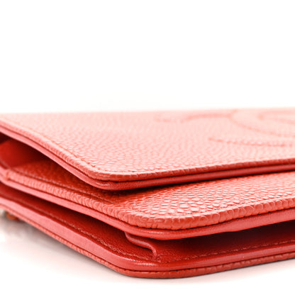 Chanel Caviar Timeless CC Wallet On Chain WOC Orange 10 of 12