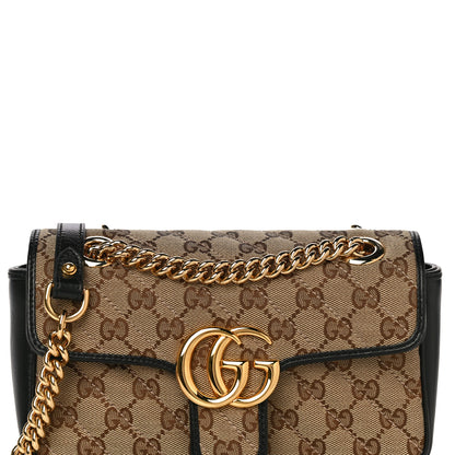 Gucci Monogram Matelasse Diagonal Mini GG Marmont Shoulder Bag Beige Black 9 of 11