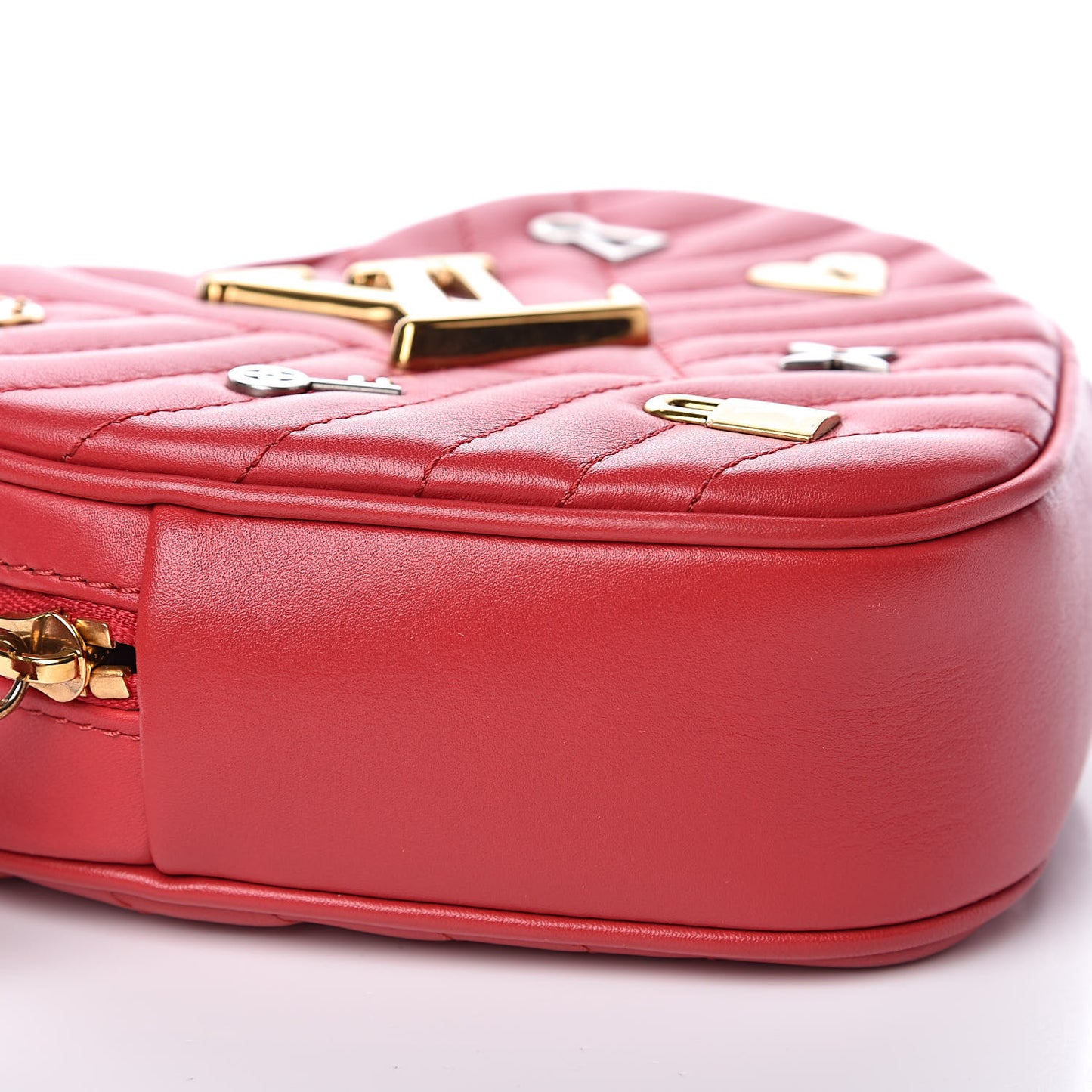 Calfskin Embellished New Wave Love Lock Heart Bag Ecarlate