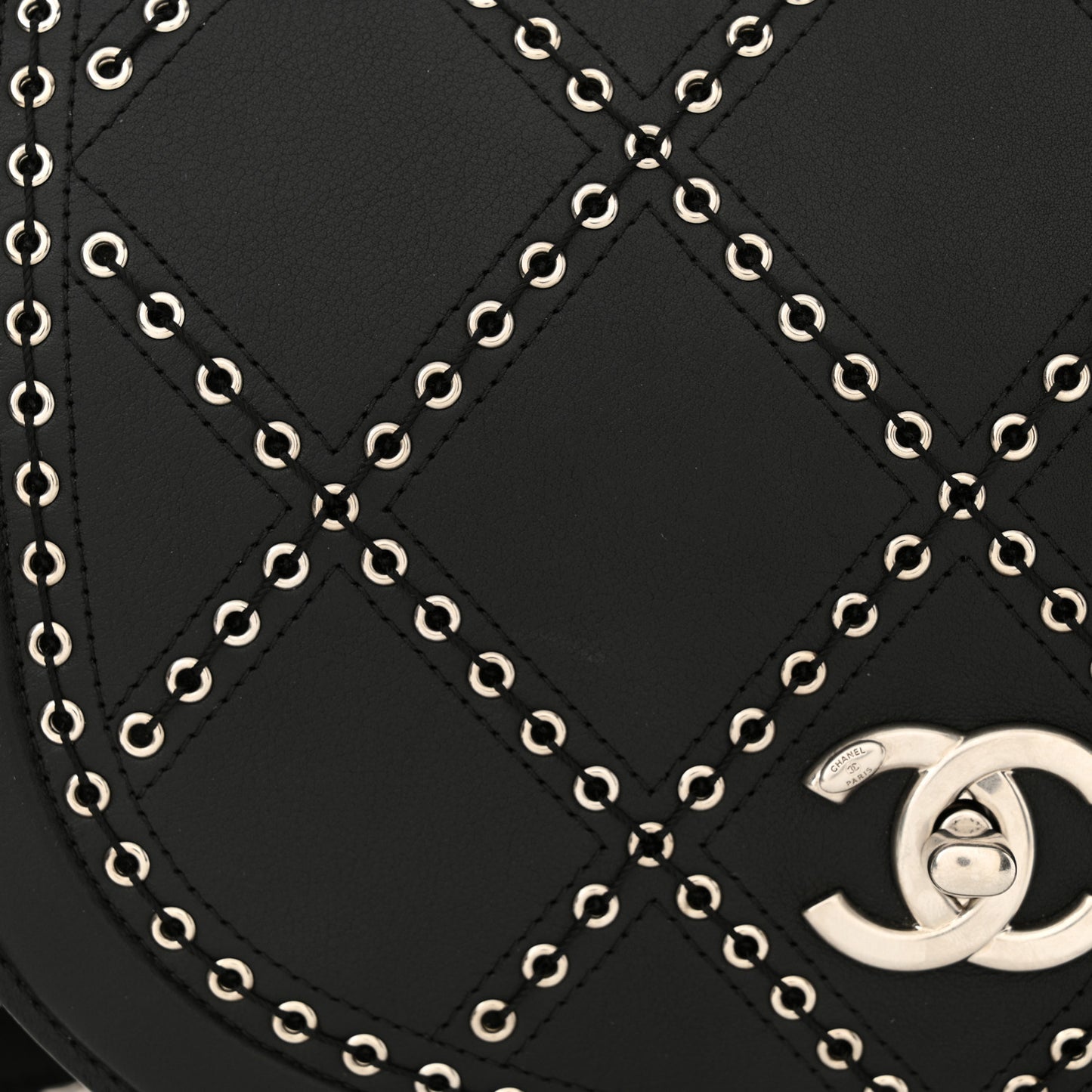 Calfskin Coco Eyelets Small Flap Bag Black